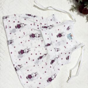 Premium Organic Muslin Knot Frock for Baby Girls (3-6 Months) | Soft Breathable Cotton Baby Dress | Comfortable Newborn & Infant Wear | Cute Rabbit